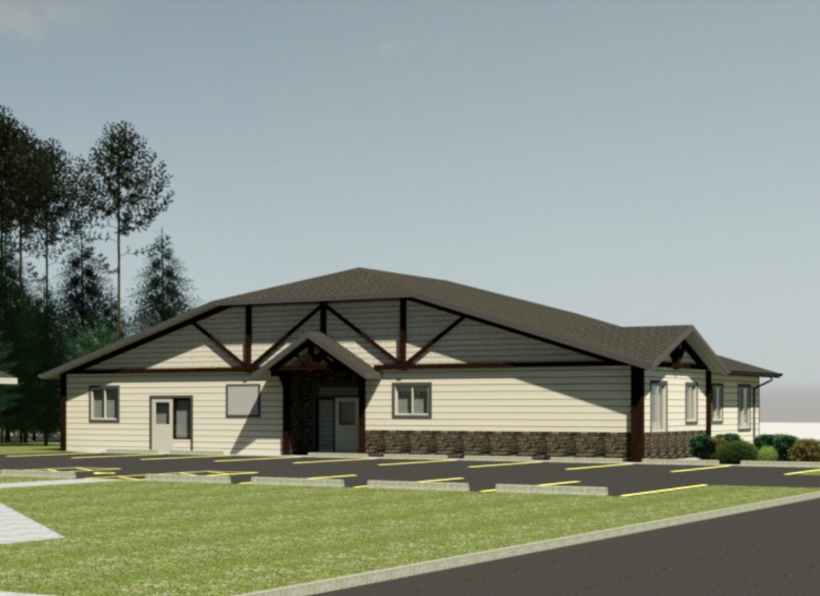 Architectural rendering showing the planned 3,260 sq. ft. expansion building with four fully accessible units designed for 24-hour care residents